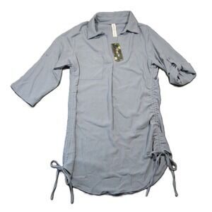 Blooming Jelly Shirt Dress S Blue Cover Up Drawstring Boho Beachy Resortwear NEW